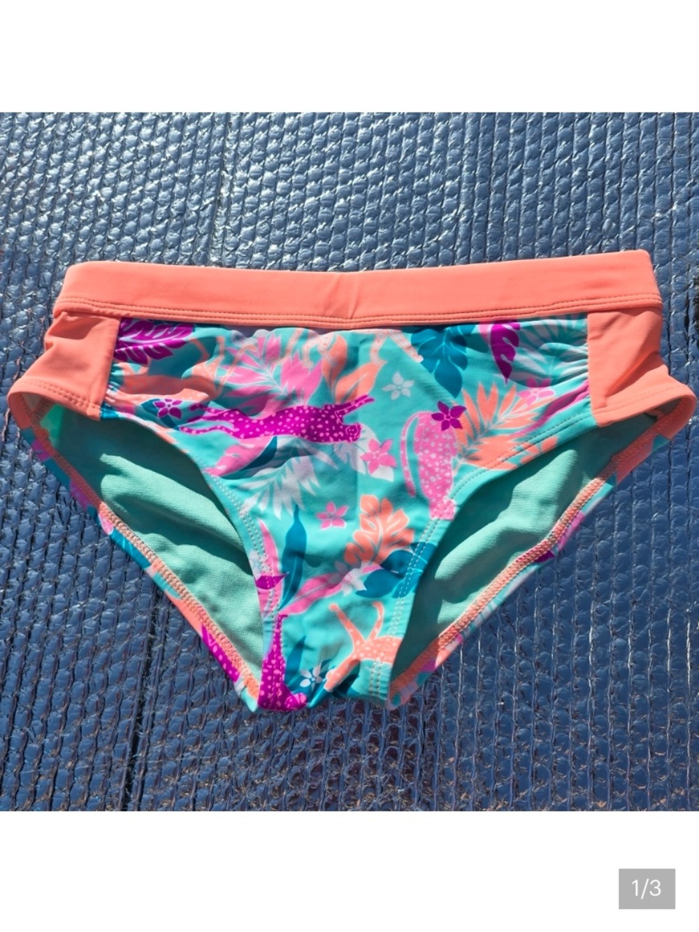 George Coral & Teal Tropical Bikini Bottom